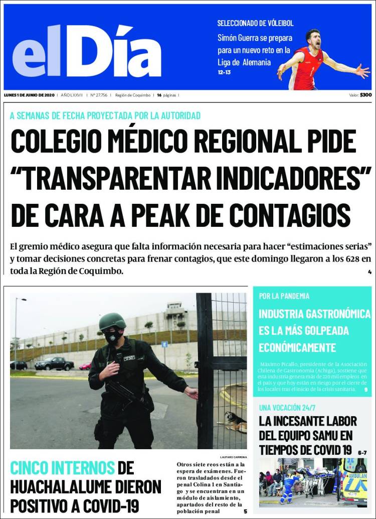 Portada de El Día (Chile)