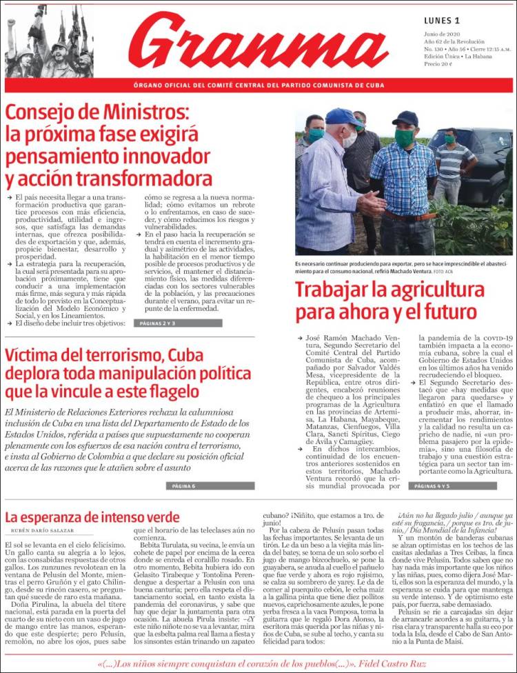 Portada de Granma (Cuba)