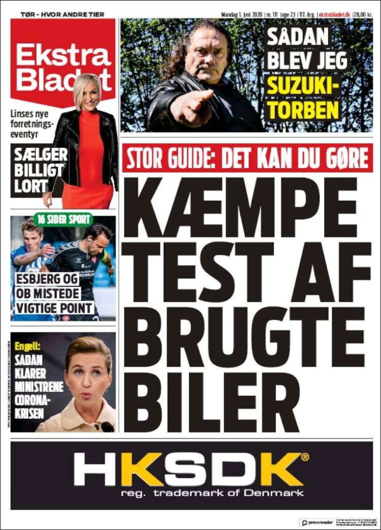 Portada de Ekstra Bladet (Dinamarca)