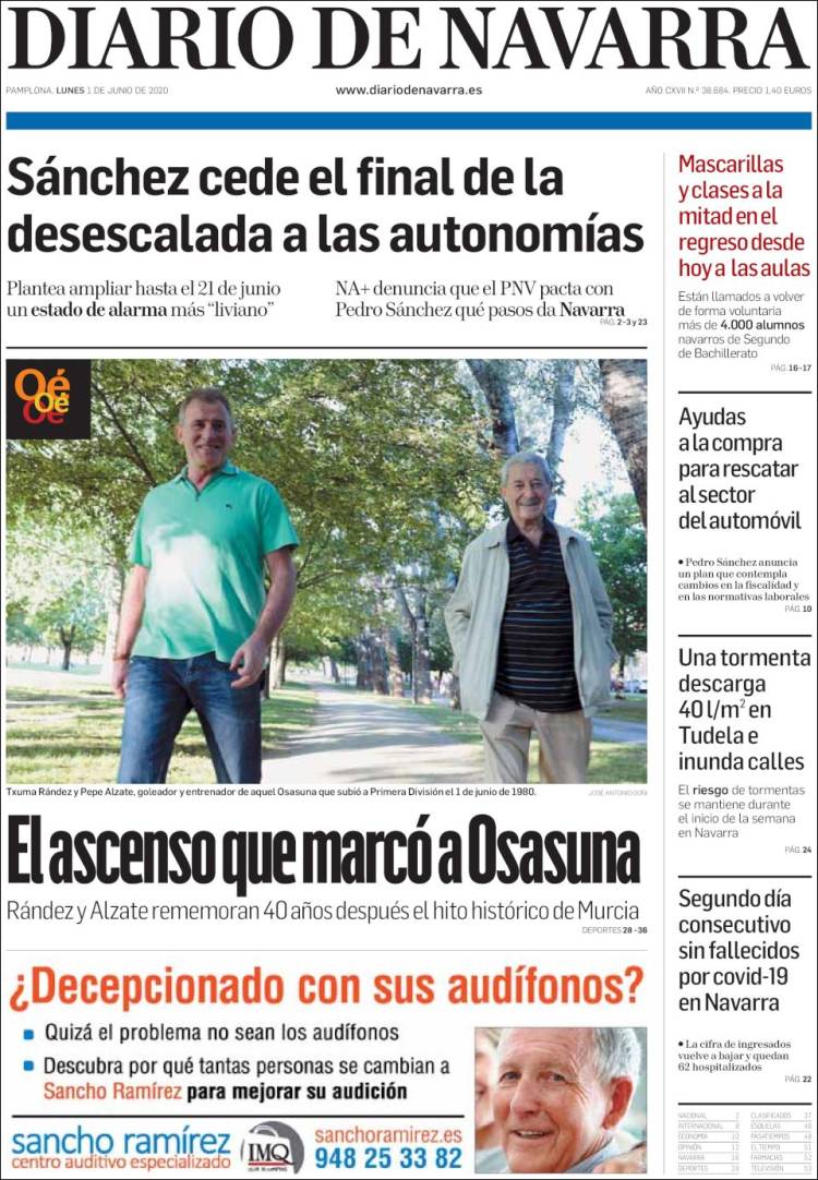 Portada de Diario de Navarra (Espa&ntilde;a)