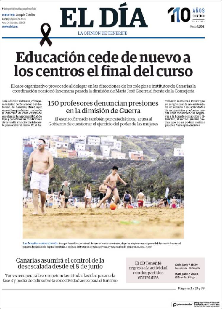 Portada de El Día (Espa&ntilde;a)