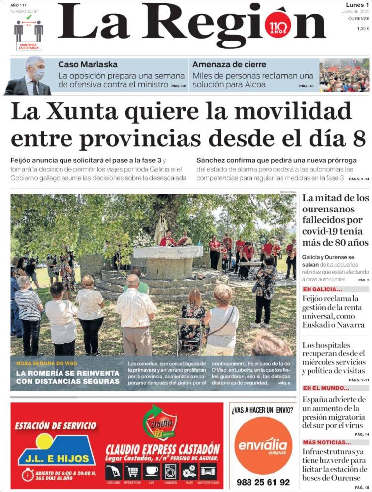 Portada de La Región de Ourense (Espa&ntilde;a)