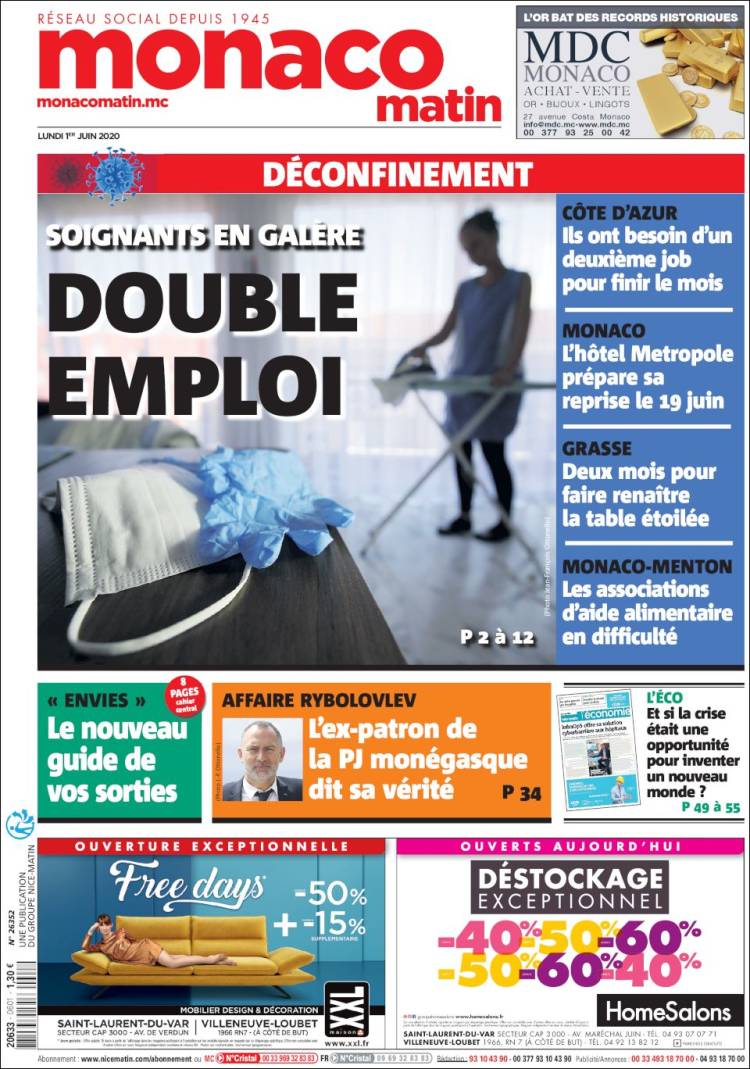 Portada de Nice-Matin (Francia)
