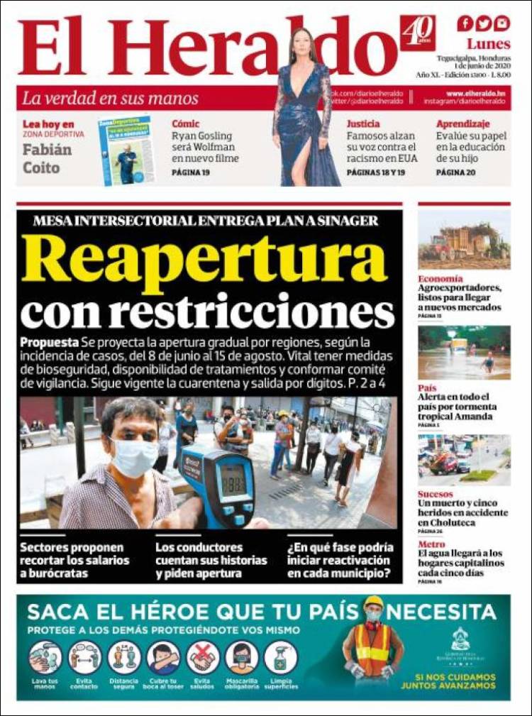 Portada de El Heraldo (Honduras)