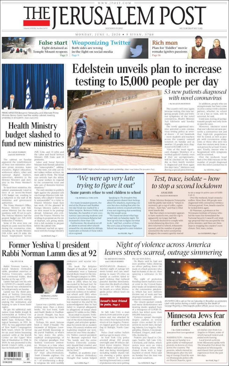 Portada de The Jerusalem Post (Israel)