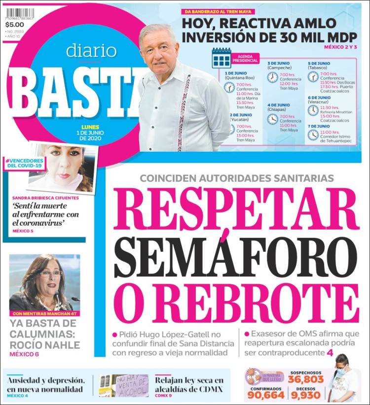 Portada de Diario Basta (México)