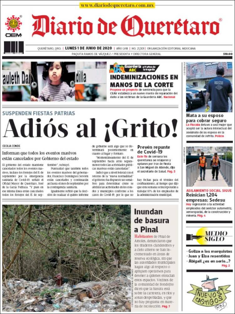 Portada de Diario de Querétaro (Mexico)