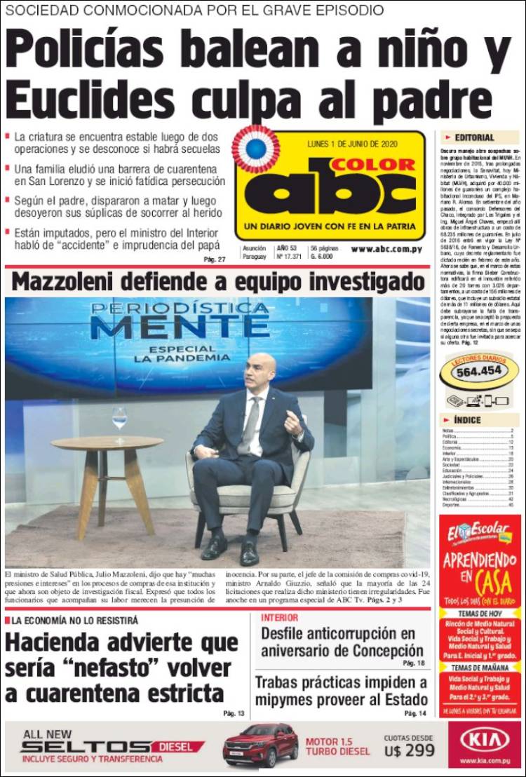 Portada de ABC Color (Paraguay)