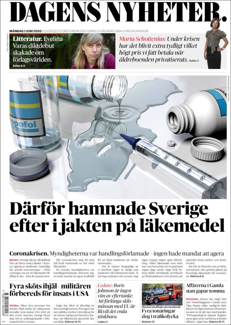 Portada de Dagens Nyheter (Suecia)