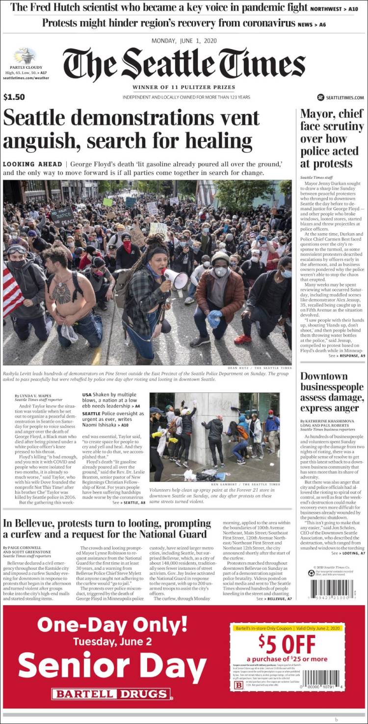 Portada de Seattle Times (USA)