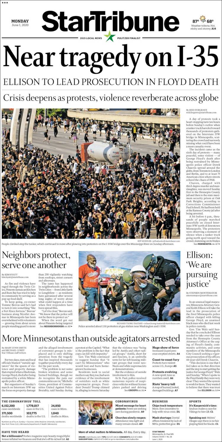 Portada de Star Tribune (USA)