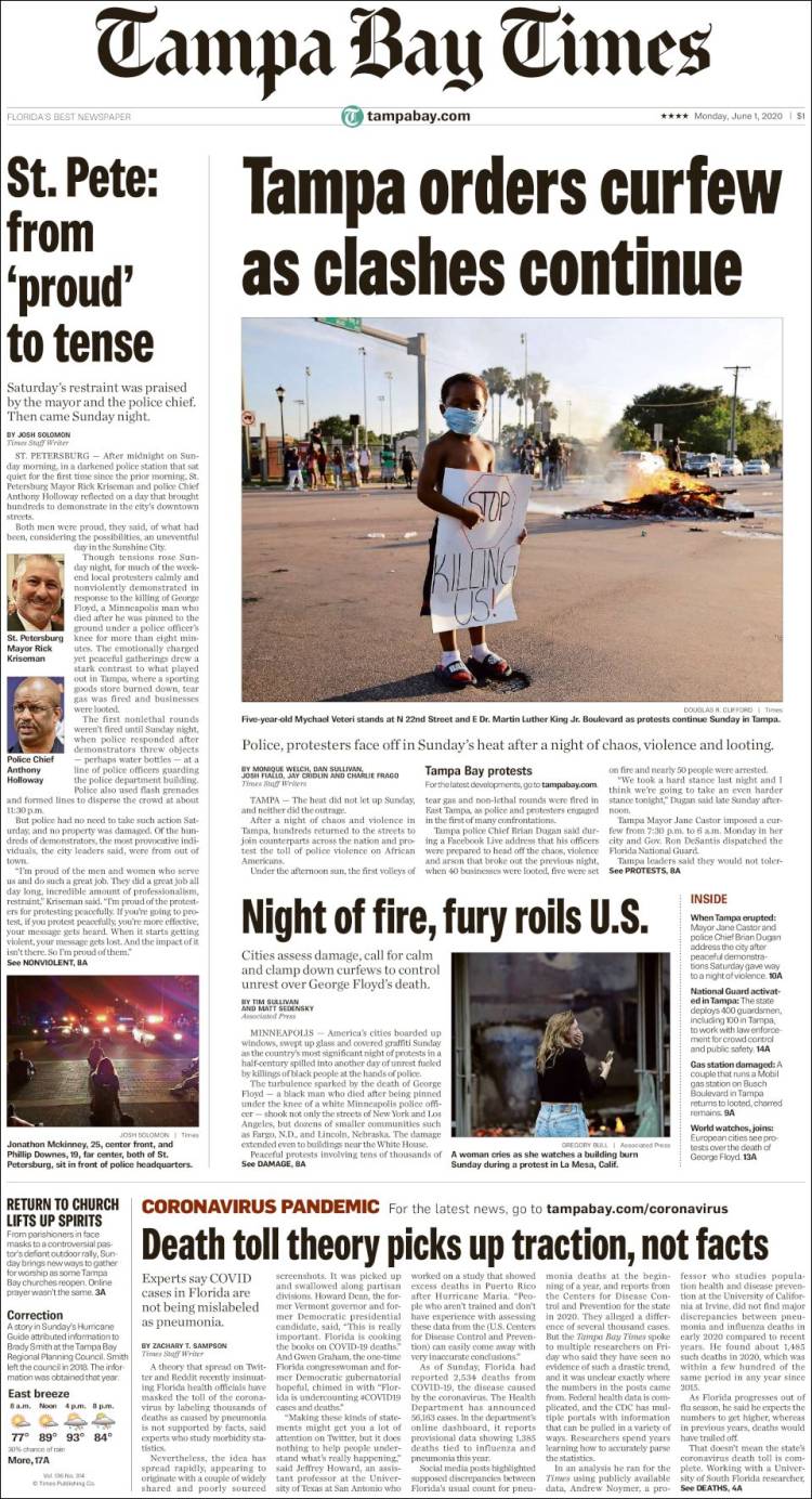 Portada de Tampa Bay Times (USA)