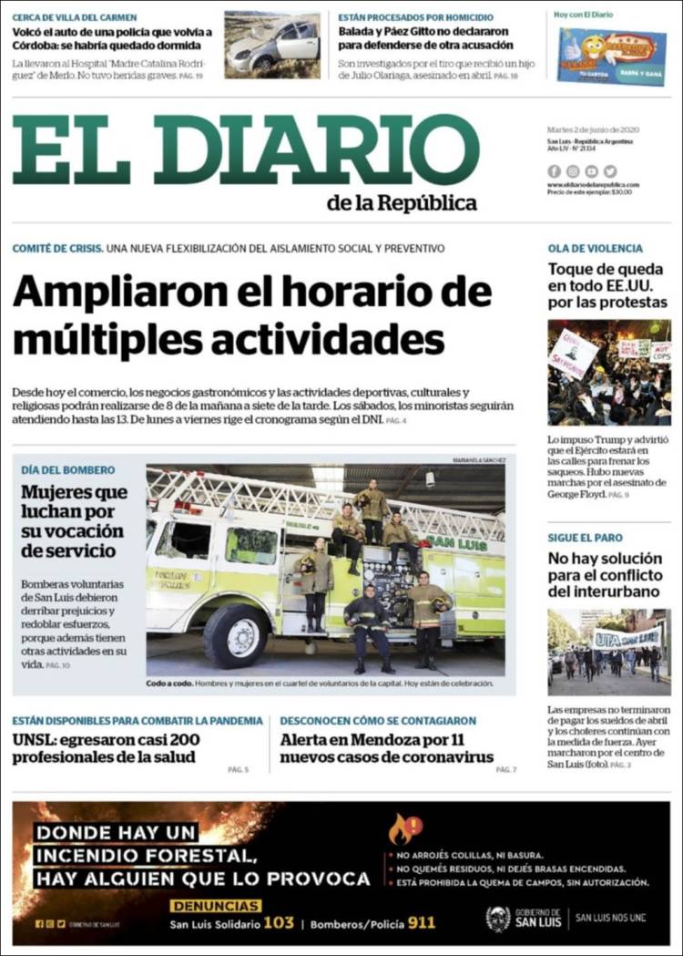 Portada de Diario de la República (Argentina)