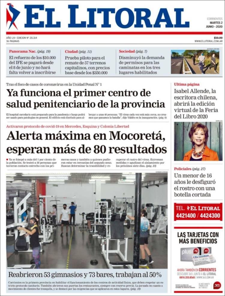 Portada de El Litoral Corrientes (Argentina)