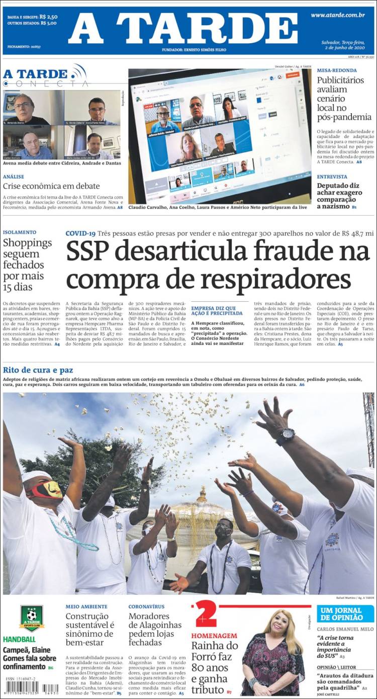 Portada de Diário A Tarde (Brasil)