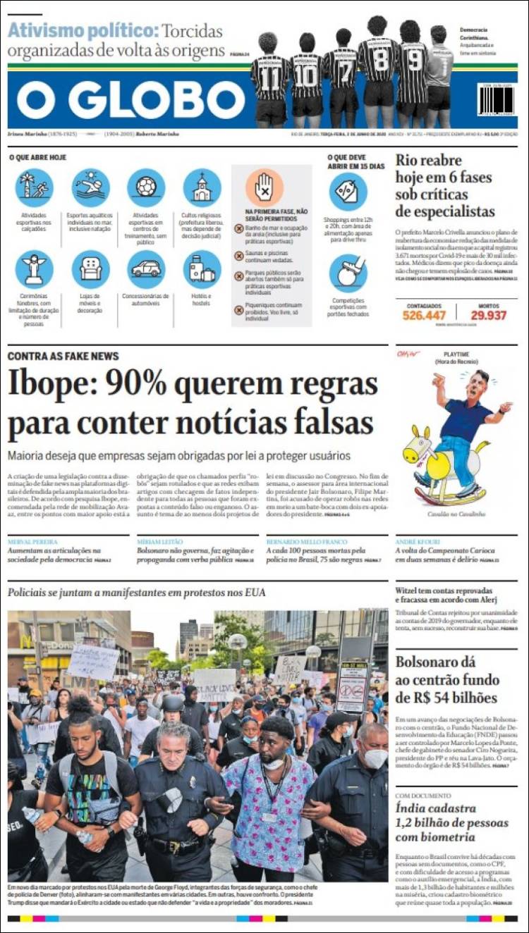 Portada de O Globo (Brasil)
