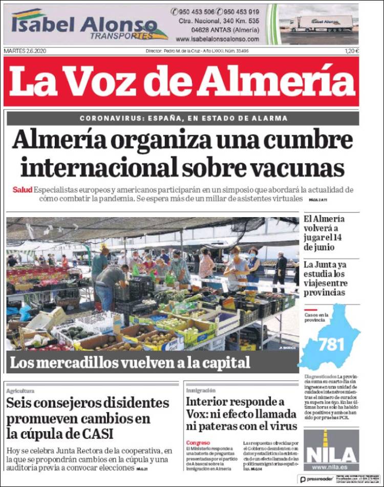 Portada de La Voz de Almería (Spain)