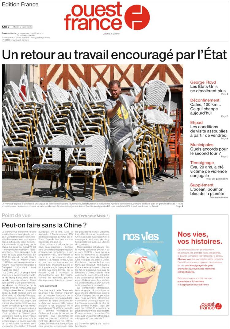 Portada de Ouest France (Francia)