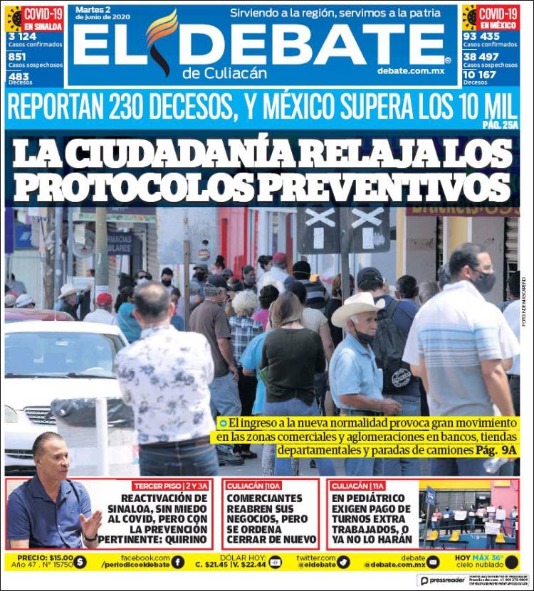 Portada de El Debate de Culiacán (México)