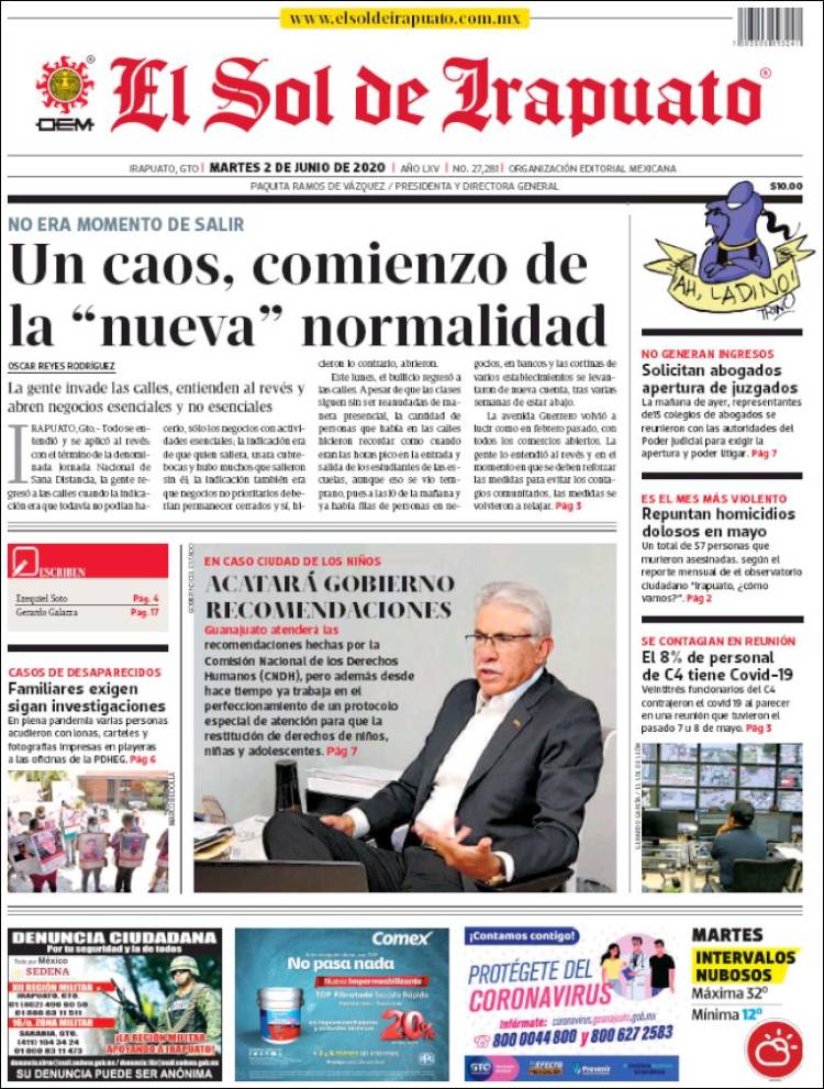 Portada de El Sol de Irapuato (México)