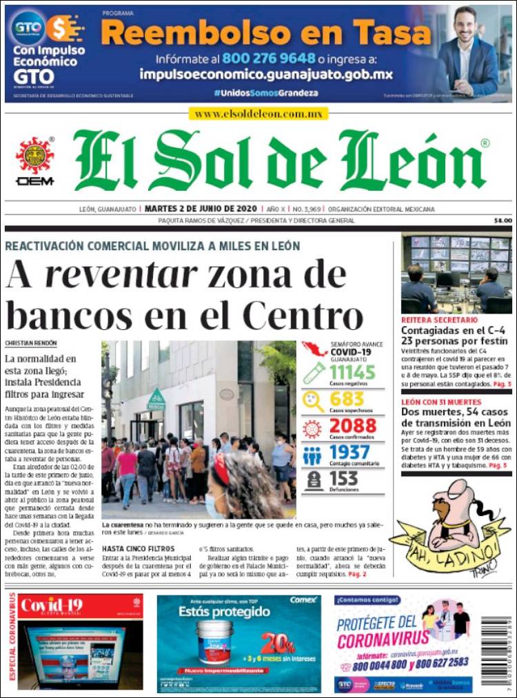 Portada de El Sol de León (México)