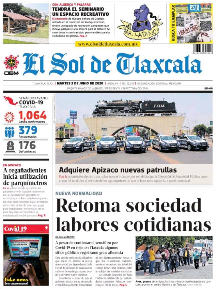 Portada de El Sol de Tlaxcala (México)