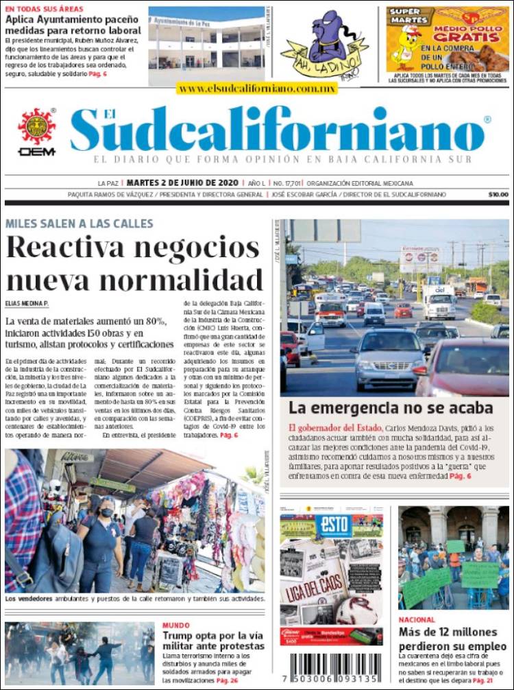 Portada de El Sudcaliforniano (México)