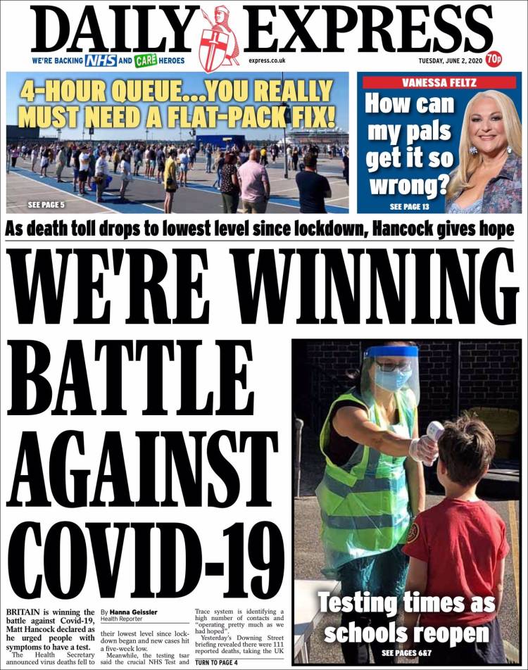 Portada de Daily Express (Reino Unido)