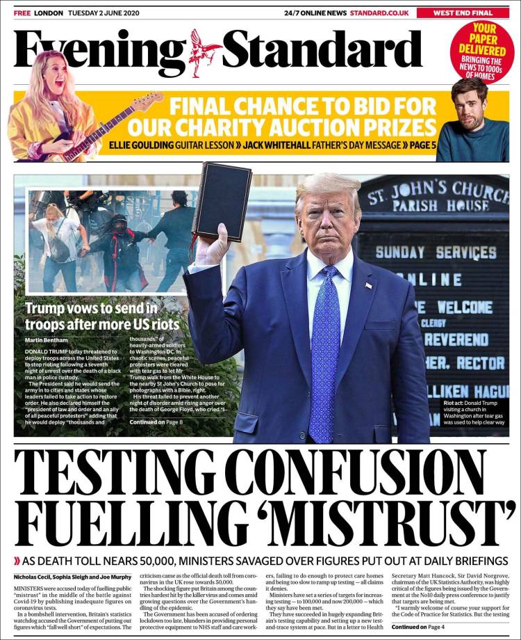 Portada de Evening Standard (Reino Unido)