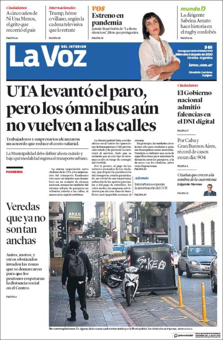Portada de La Voz del Interior (Argentina)