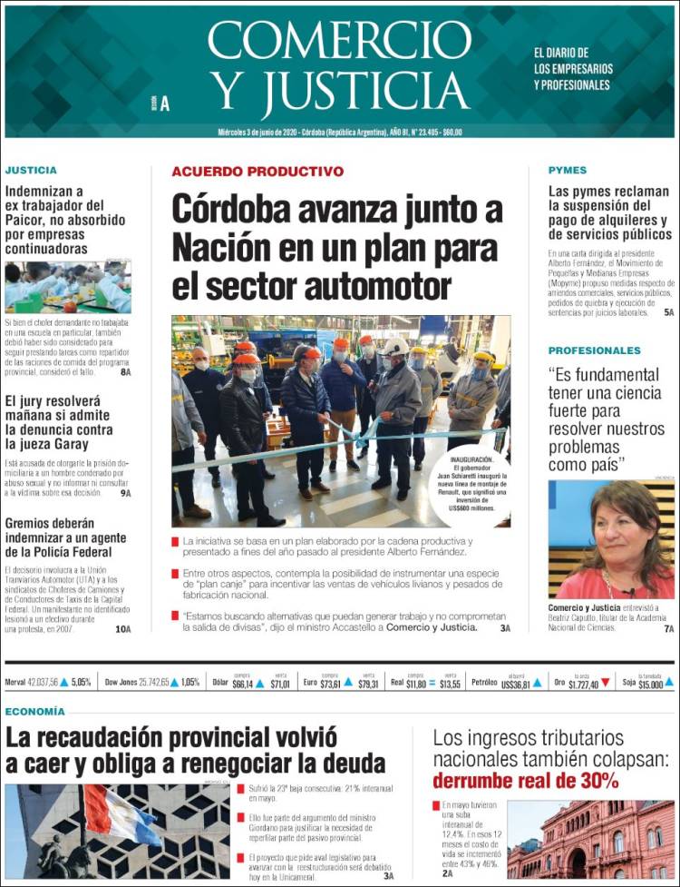 Portada de Comercio y Justicia (Argentina)