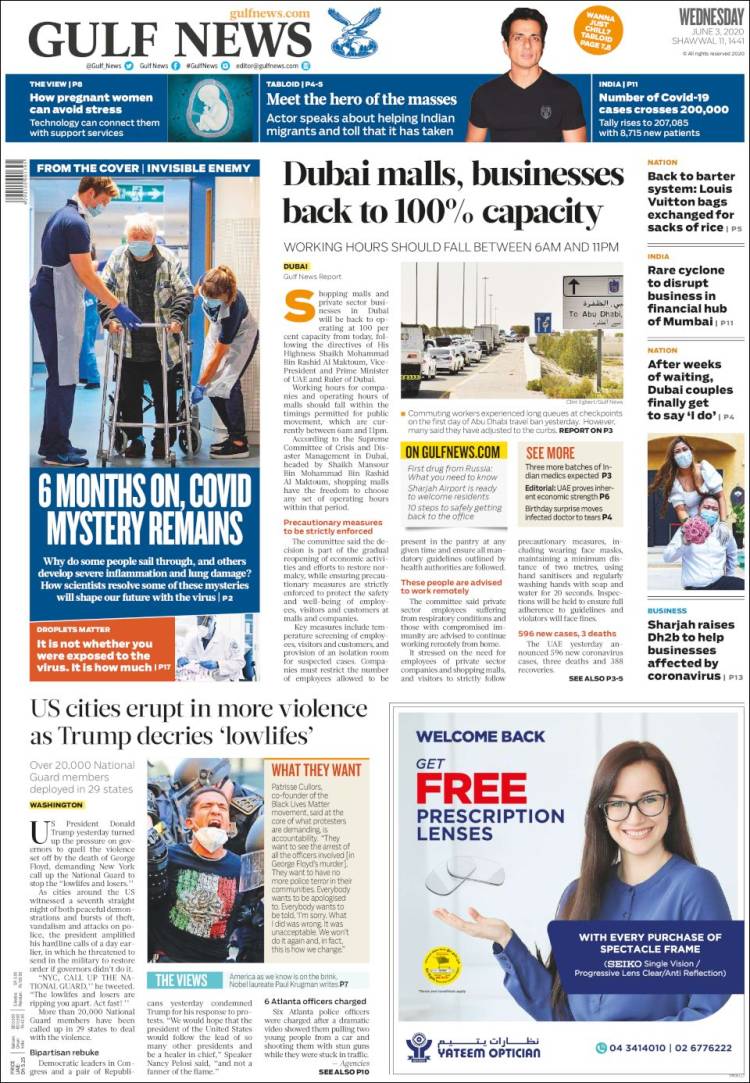 Portada de Gulf News (Asia-Pacífico)