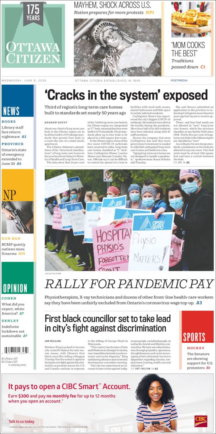 Portada de Ottawa Citizen (Canadá)