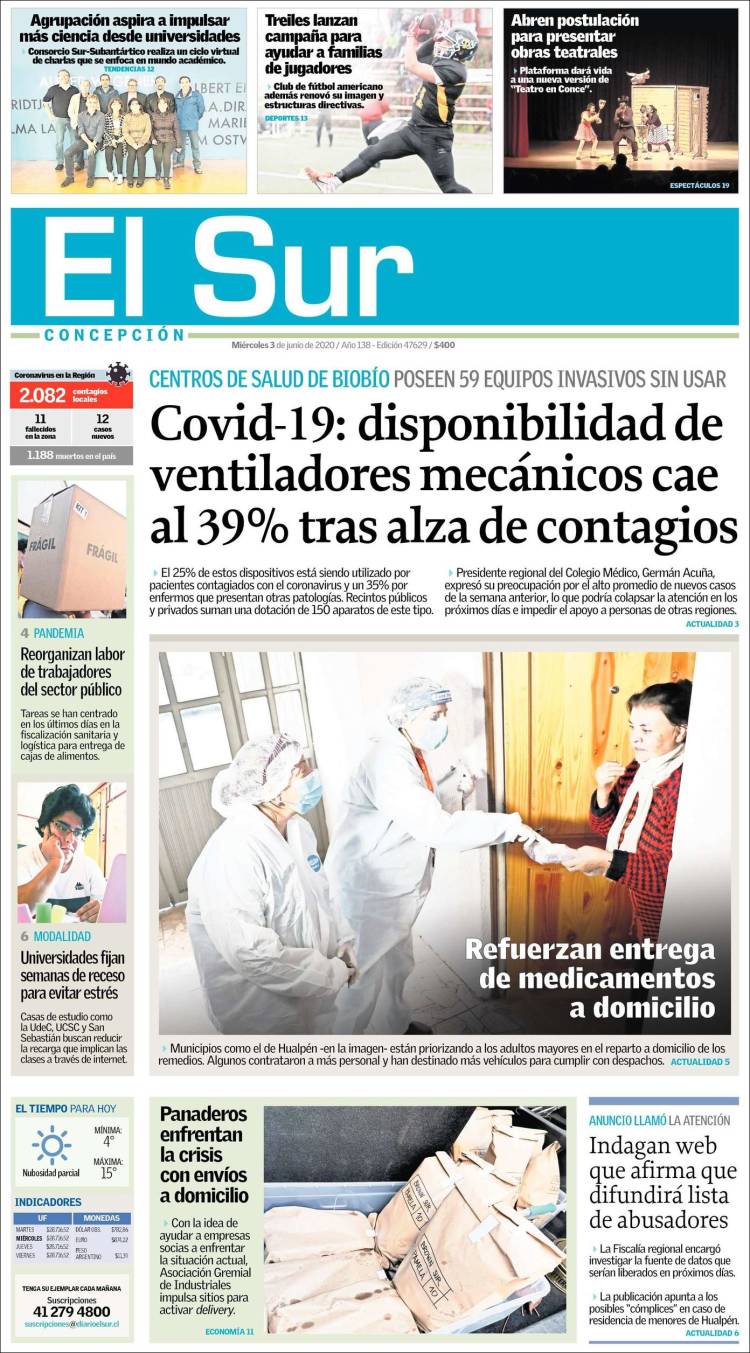 Portada de El Sur (Chile)