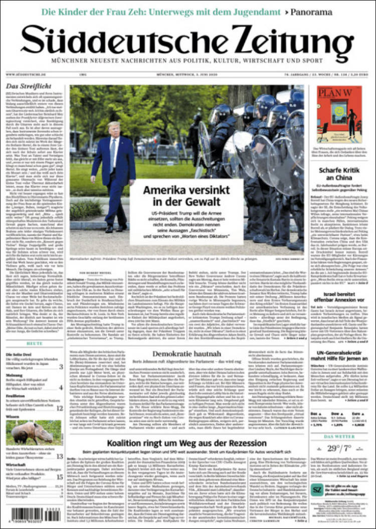 Portada de Sueddeutsche (Alemania)
