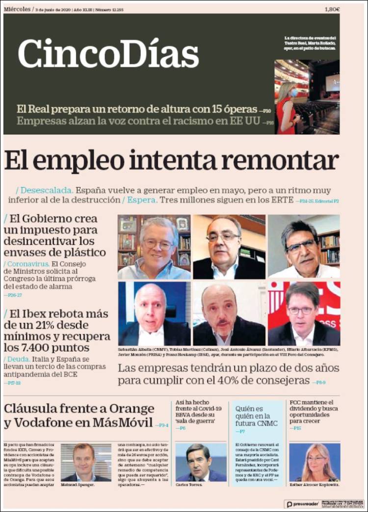 Portada de Cinco Días (Espa&ntilde;a)