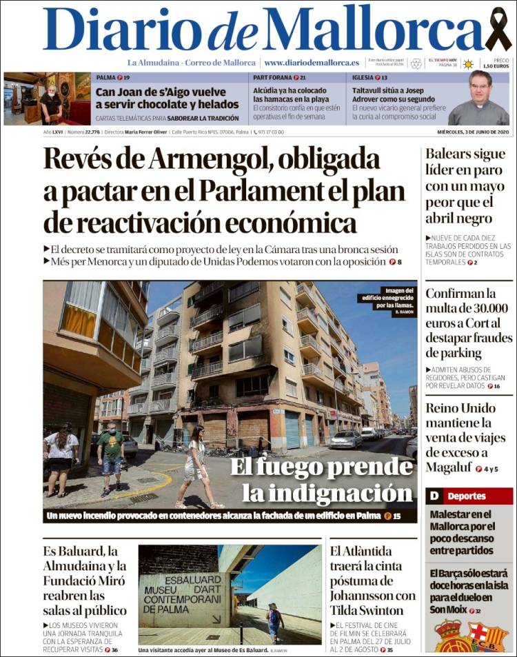 Portada de Diario de Mallorca (Espa&ntilde;a)