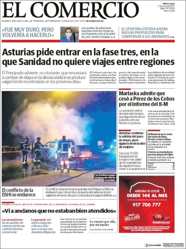 Portada de El Comercio - Gijón (Espa&ntilde;a)