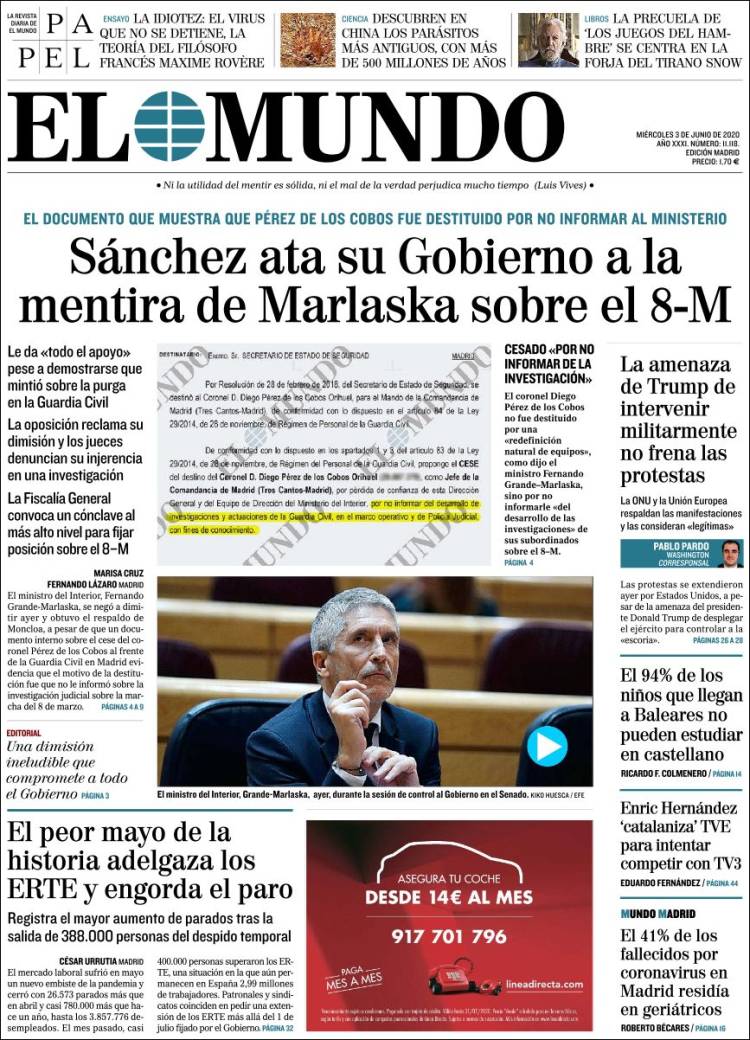 Portada de El Mundo (Espa&ntilde;a)