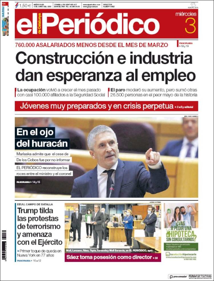 Portada de El Periódico (Espa&ntilde;a)