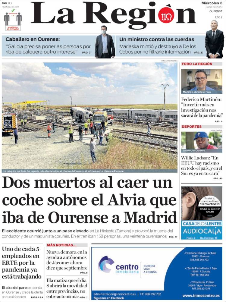 Portada de La Región de Ourense (Espa&ntilde;a)