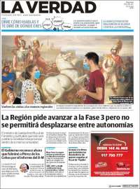 Portada de La Verdad de Murcia (España)