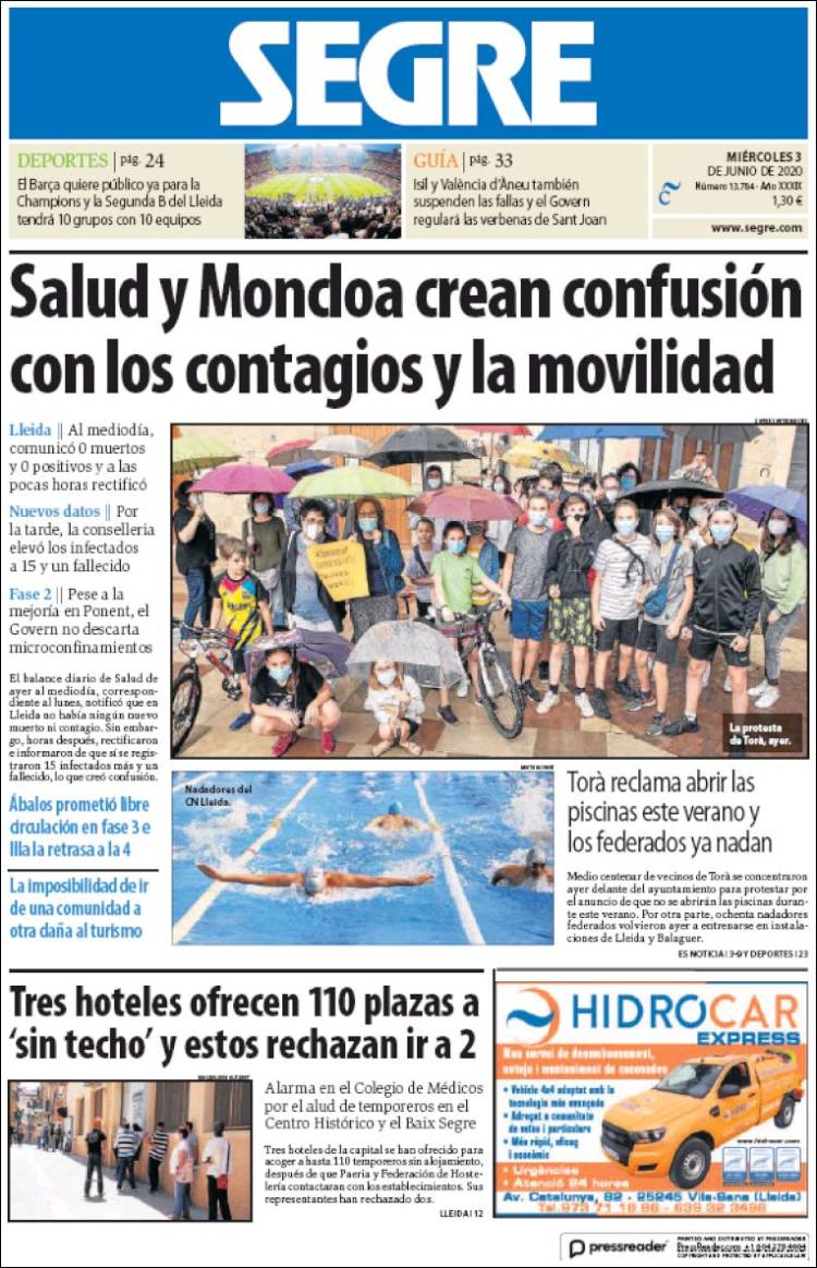 Portada de Segre  (Espa&ntilde;a)