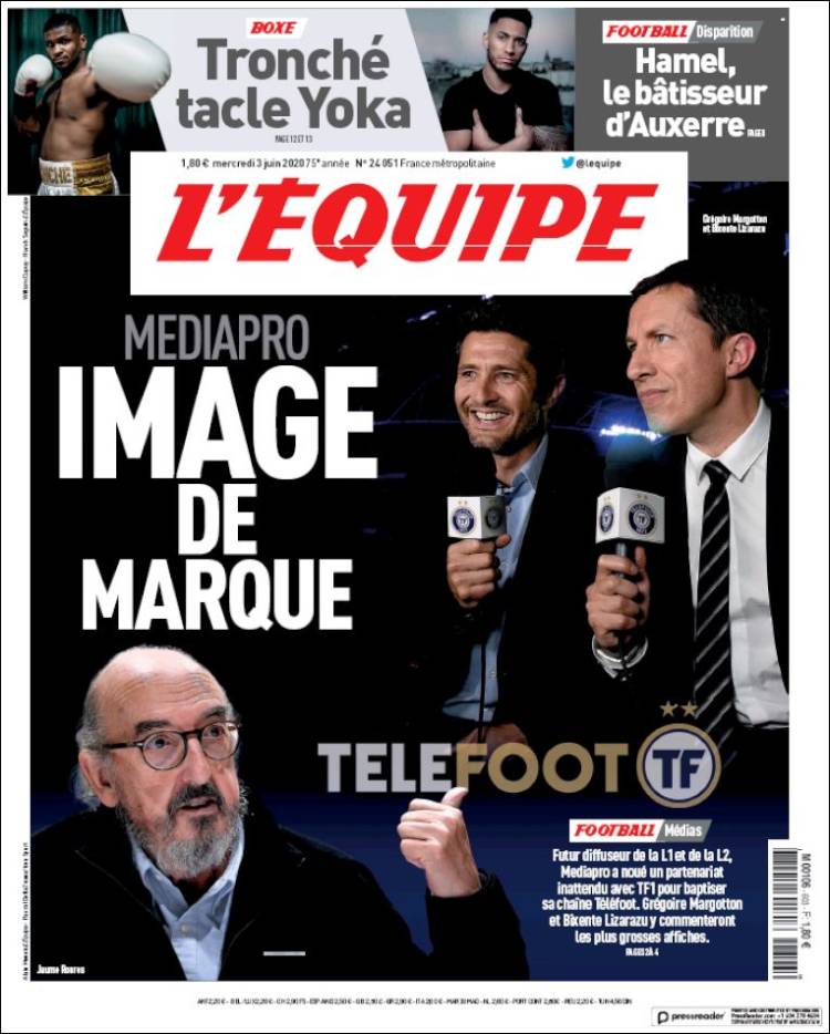Portada de L'Equipe (Francia)