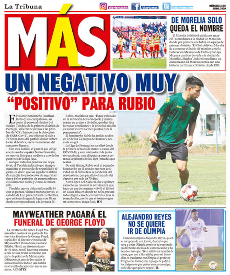 Portada de Diario Más (Honduras)