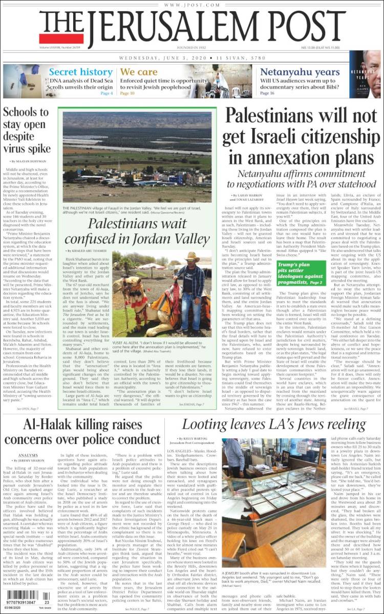 Portada de The Jerusalem Post (Israel)