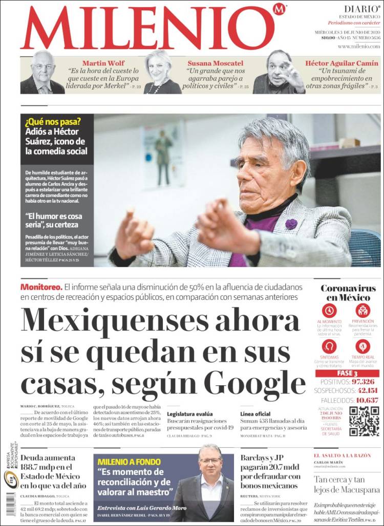 Portada de Milenio - Estado de México (México)