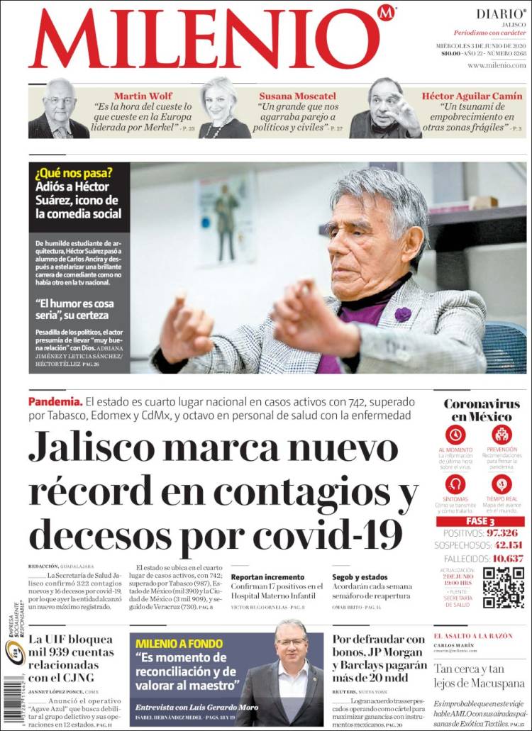 Portada de Milenio - Jalisco (México)