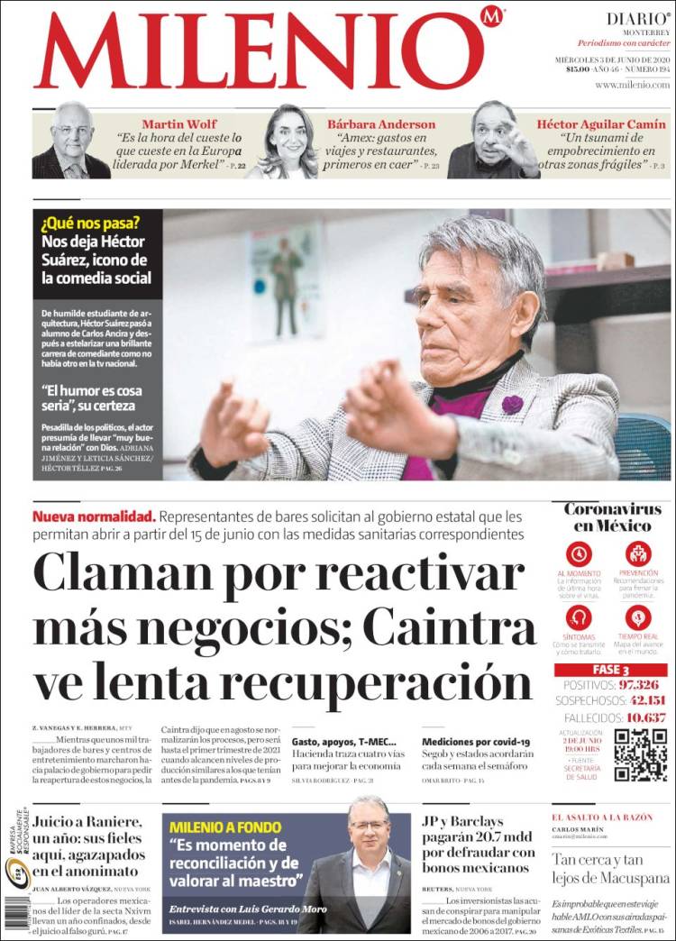 Portada de Milenio de Monterrey (México)