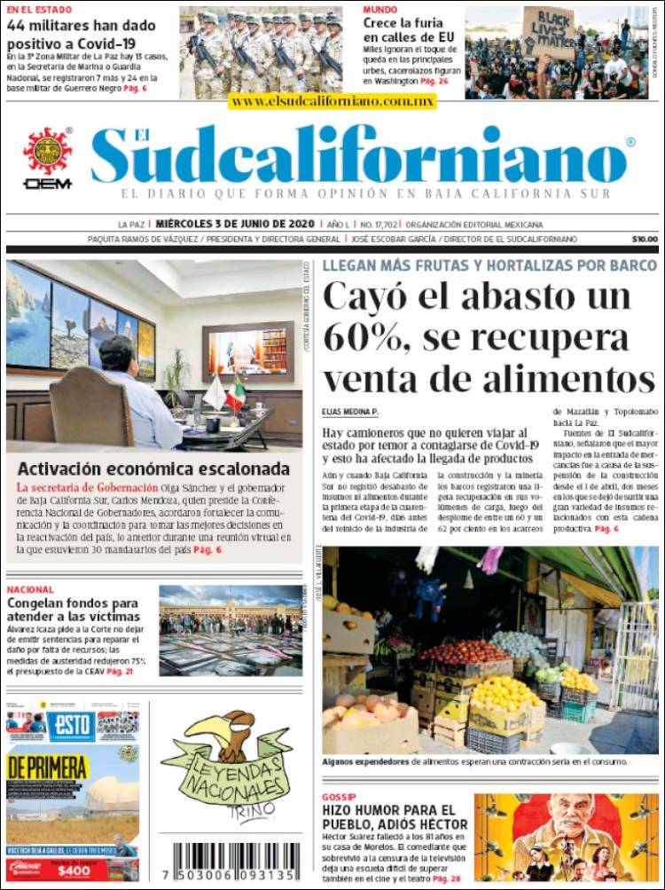 Portada de El Sudcaliforniano (México)